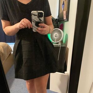 Structured panel stretch mini skirt